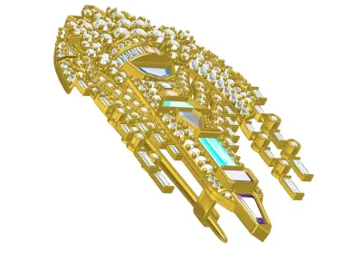Antique Art Deco Style Diamond Brooch 3D print model