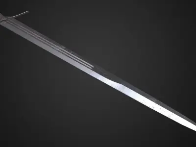 Medieval sword Low-poly 3D model 11