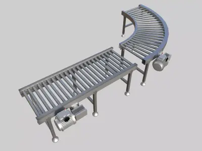 Motorized Roller Conveyor Low-poly 3D model