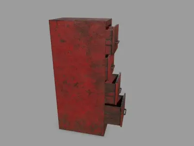 Cabinet metal with drawers Low-poly 3D model buy