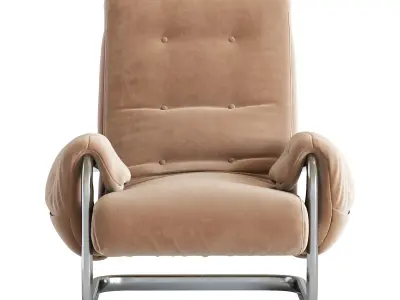 Tan Brown Mohair Velvet Large Lounge Chairs  3D model