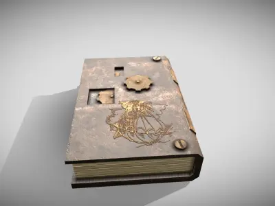 Steampunk book Low-poly 3D model