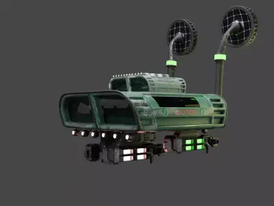 Sci-Fi Modern Spaceship Game Asset Model with PBR Texture Set 3D model