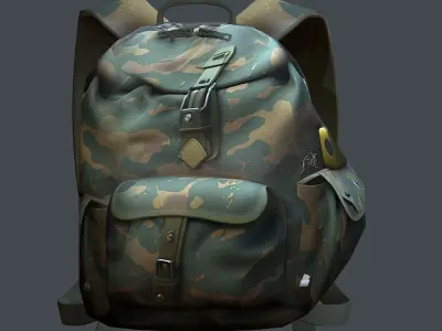 Backpack Camping Generic military human bag storqge baggage Low-poly 3D model 8