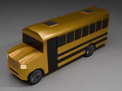 School bus Low Poly Game ready Low-poly 3D model