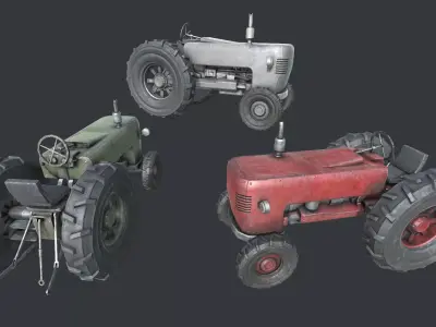 Old Tractor PBR Low-poly 3D model