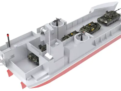 Landing Ship Tank Low-poly 3D model
