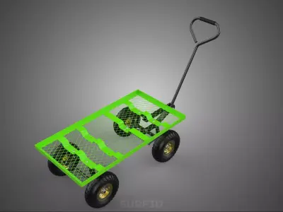 PLATFORM TRUCK MESH BASE FOUR PUNCTURE PROOF WHEELS CART TROLLEY 3D model