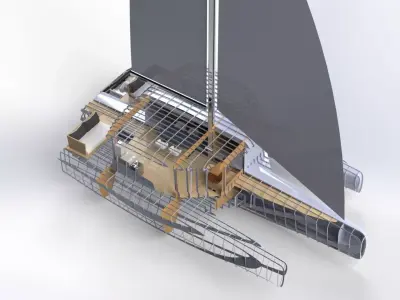 Trimaran yacht 3D model