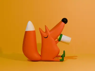 Baby fox Low-poly 3D model