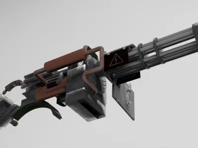 Minigun machine gun Low-poly 3D model