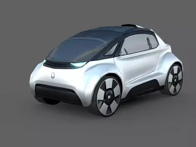 Futuristic Compact EV Car Low-poly 3D model
