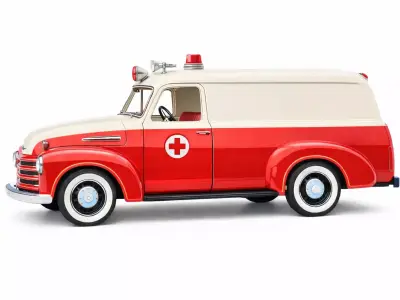 1950s Vintage Ambulance Classic Emergency Medical Vehicle 3D model