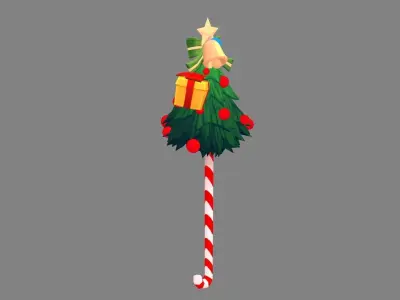 Cartoon christmas tree candy cane Low-poly 3D model