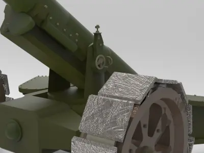 Animetrd Lowpoly Game Ready French 15-mm World war 2 Cannon Low-poly 3D model