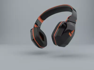 Black  Orange Gaming Headphones  Stylized 3D Model Low-poly 3D model