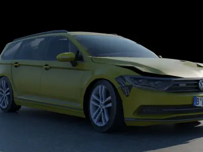 ACCIDENT WV PASSAT  Low-poly 3D model