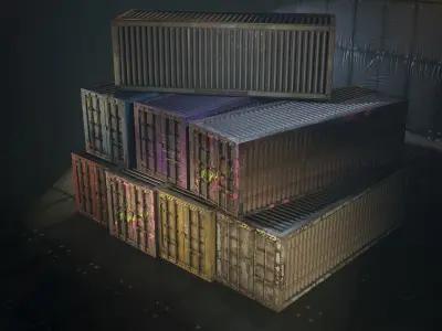 Cargo Containers Collection Free low-poly 3D model