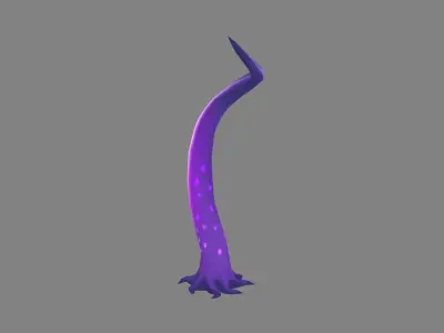 Cartoon Purple Tentacle - Sea monster Low-poly 3D model