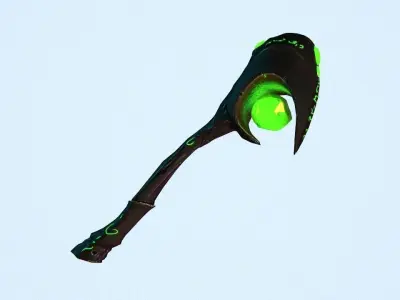 Underworld Magic Staff - Semi Low Poly weapon Low-poly 3D model