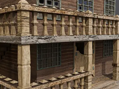 western saloon Low-poly 3D model