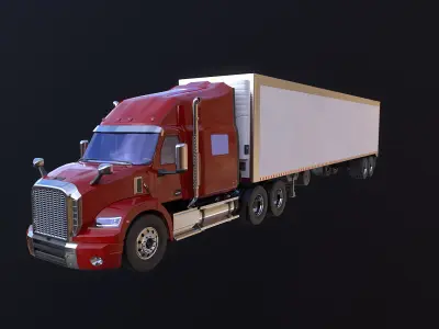  Generic Semi Truck Sleeper Cab and Refrigerated US Trailer 
