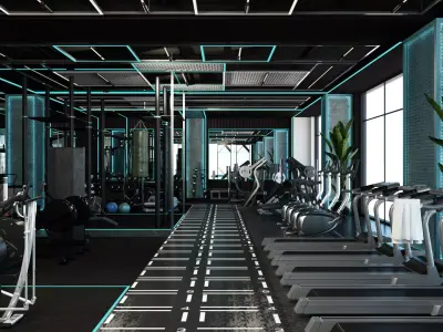 Gym Interior Scene 3D Model  3D model