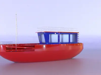 Low Poly Game Ready optimized fishing boat 3d model Low-poly 3D model