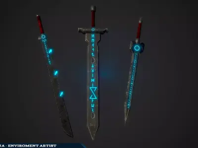 Fantasy Swords Low-poly 3D model