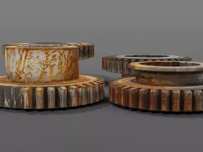Gears lowpoly rusty Low-poly 3D model