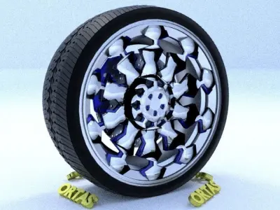 ORTAS CAR RIM 26 GAME READY RIM TIRE AND DISC 3D model
