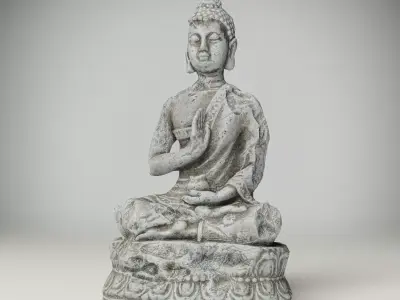 Statue of Buddha covered with frost and snow Low-poly 3D model Free low-poly 3D model