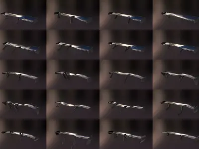 More than 20 semi procedural car wings spoilers Low-poly 3D model