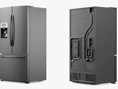 Family Size Fridge With Freezer Drawer Black 3D model