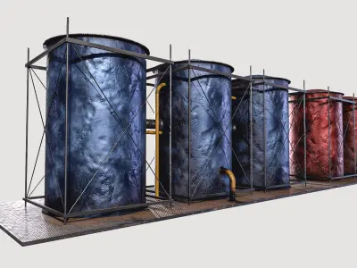 oil Tanks Low-poly 3D model purchase