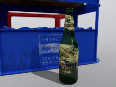 Beer crates and bottles 3D model
