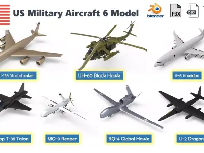 US Military Aircraft 7 list 3d model  Low-poly 3D model