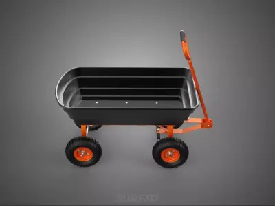 OUTDOOR UTILITY CART WAGON TROLLEY HAND TRUCK PLATFORM PALLET 4W 3D model
