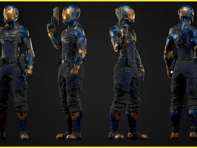 Modular Sci-fi Character 02 Low-poly 3D model