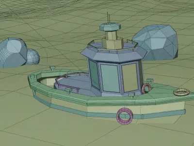 Boat Water Doodles  Low-poly 3D model
