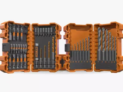 Drill Bit Set Low-poly 3D model purchase