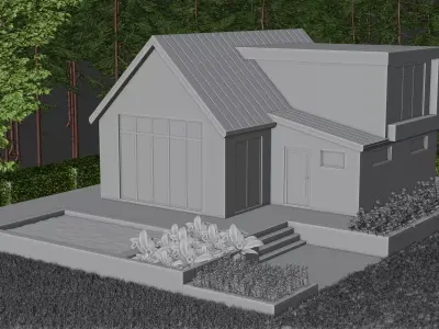 Modern Pool House - 3D Visualization Scene Low-poly 3D model