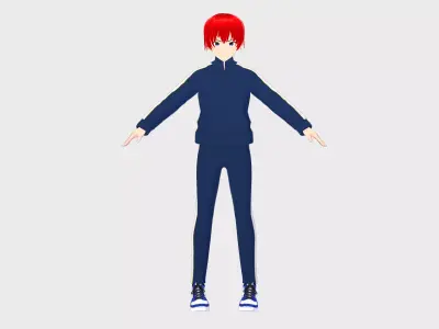 Fitness Man Anime Character Low-poly 3D model