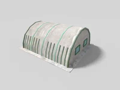 low poly military hangar Low-poly 3D model