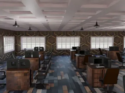 Office Interior Low-poly 3D model