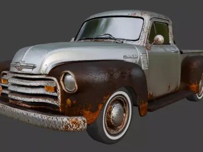 Vintage Rusty Pickup Truck 3D Model 3D model 34