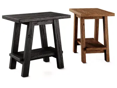 Kave Home Safara Cracked wood Footstool 3D model