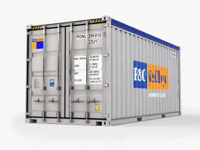 20ft PO Lloid Open Top shipping Container 3D model