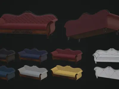Antique Living Room Low-poly 3D model