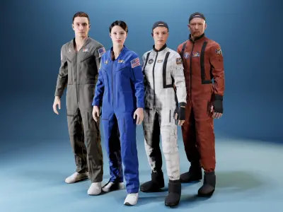 Astronauts Flight Suits For MetaHuman - Rigged - Game Ready Low-poly 3D model